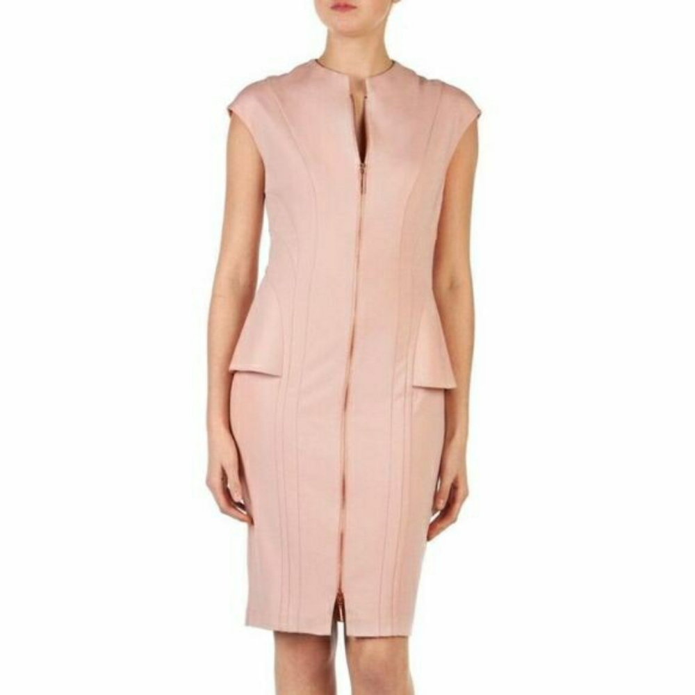 Ted Baker London Blush Pink Structured Zip-Front Mini Dress